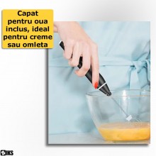 Mixer Spuma De Lapte Electric 2 in 1 SIKS, Spumator Potrivit Pentru Bauturi Calde Reci, Maner Izolat Termic, Capete Otel Inox...