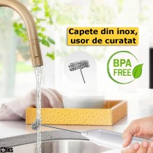 Mixer Spuma De Lapte Electric 2 in 1 SIKS, Spumator Potrivit Pentru Bauturi Calde Reci, Maner Izolat Termic, Capete Otel Inox...