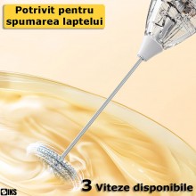 Mixer Spuma De Lapte Electric 2 in 1 SIKS, Spumator Potrivit Pentru Bauturi Calde Reci, Maner Izolat Termic, Capete Otel Inox...