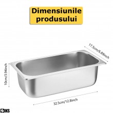Tava Gastronorm SIKS Din Inox Cu Capac Inclus, Pentru Bucatarie, Depozitare Salate, Sosuri, Mancare, Compatibila Cuptor Si Fr...