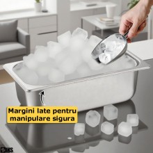 Tava Gastronorm SIKS Din Inox Cu Capac Inclus, Pentru Bucatarie, Depozitare Salate, Sosuri, Mancare, Compatibila Cuptor Si Fr...