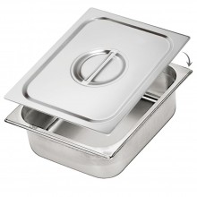 Tava Gastronorm SIKS Din Inox Inoxidabil Cu Capac Inclus, Pentru Bucatarie, Depozitare Salate, Sosuri, Mancare, Compatibila C...