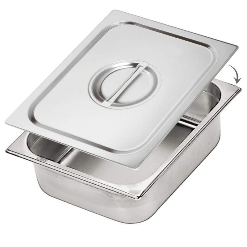 Tava Gastronorm SIKS Din Inox Inoxidabil Cu Capac Inclus, Pentru Bucatarie, Depozitare Salate, Sosuri, Mancare, Compatibila C...