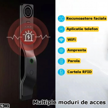 Yala inteligenta Wifi SIKS Pentru Usa Smart Cu Video Interfon Pentru Casa Sau Hotel, Cu Aplicatie Telefon, Incuietoare Cu Des...