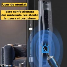 Yala inteligenta Wifi SIKS Pentru Usa Smart Cu Video Interfon Pentru Casa Sau Hotel, Cu Aplicatie Telefon, Incuietoare Cu Des...