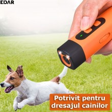 Dispozitiv Ultrasunete EDAR Impotriva Cainilor Agresivi, Ideal Pentru Antrenamente Si Dresaj, Lanterna LED Integrata, Aliment...