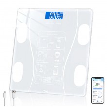 Cantar Electronic Inteligent De Baie SIKS Cu Aplicatie Smart, Corporal, Ecran Digital Iluminat, Termometru, Suporta Maxim 180...