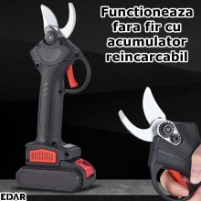 Foarfeca Electrica EDAR Cu 2 Acumulatori Reincarcabili, Pentru Gradina Sau Vie, Lama Din Otel Carbon, Accesorii Si Valiza Tra...