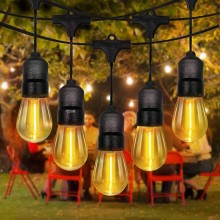 Instalatie LED EDAR Tip Ghirlanda Interior/Exterior/Gradina/Terasa, Becuri Tip Bulb, Lumina Calda, Interconectabila, 2W, Temp...