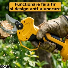Foarfeca Electrica EDAR Cu Acumulator Reincarcabil, Pentru Gradina Sau Vie, Lama Din Otel Carbon, Accesorii Si Valiza Transpo...