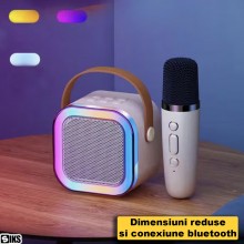 Boxa Wireless SIKS Cu Microfon Pentru Karaoke Pentru Copii / Adulti, 1 Microfon Inclus, Kit 2 in 1, Aparat Portabil, Lumina R...