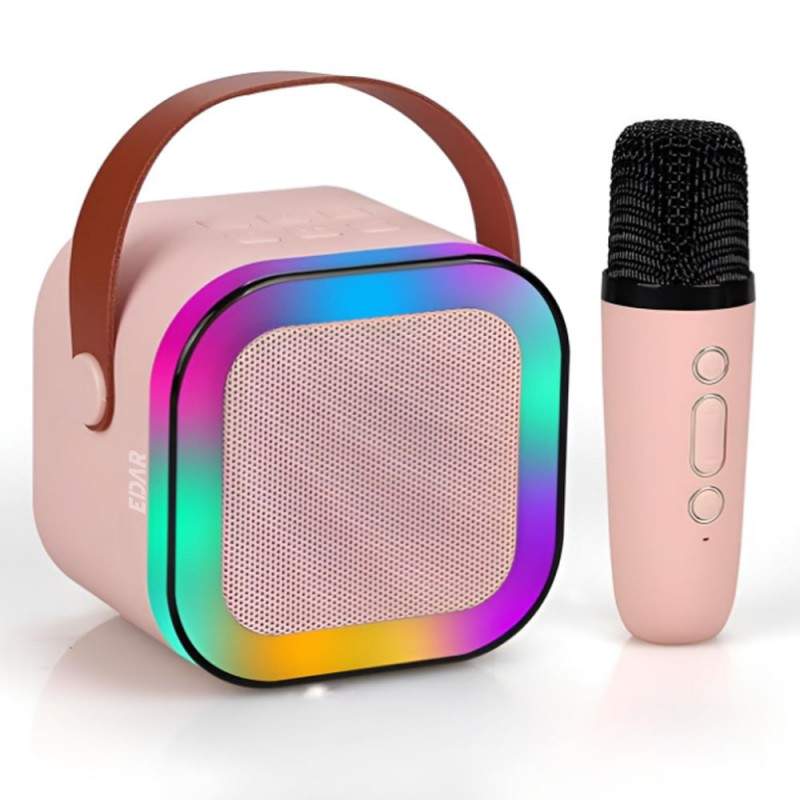Microfon Karaoke EDAR Si Boxa Wireless, Portabila, Fara Fir, Functie Schimbare Voce, Conexiune Bluetooth, Port USB Si Jack 3....