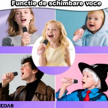 Microfon Karaoke EDAR Si Boxa Wireless, Portabila, Fara Fir, Functie Schimbare Voce, Conexiune Bluetooth, Port USB Si Jack 3....
