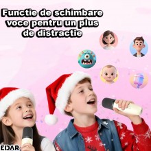 Microfon Karaoke EDAR Si Boxa Wireless, Portabila, Fara Fir, Functie Schimbare Voce, Conexiune Bluetooth, Port USB Si Jack 3....