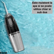 Irigator Oral Pentru Dus Bucal EDAR, 3 Moduri De Functionare, Alimentare Prin USB, Rezervor 230 ml, Negru