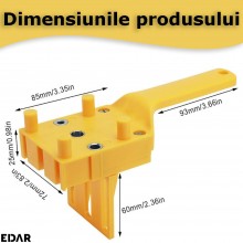 Sablon pentru Gauri Si Dibluri 6/8/10 mm EDAR, Limitatoare Reglabile, Galben