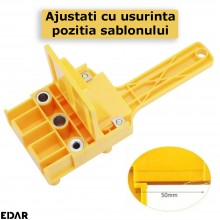 Sablon pentru Gauri Si Dibluri 6/8/10 mm EDAR, Limitatoare Reglabile, Galben