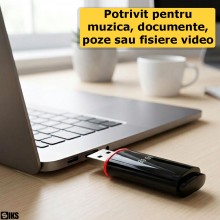 Stick Memorie USB 64 GB SIKS, Cu Mufa USB 2.0, Pentru Transfer Muzica Sau Fisiere Calculator, Laptop, Navigatie, Negru