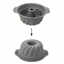 Forma Din Silicon Pentru Prajituri EDAR, Reutilizabila, Rotunda, Diametru 22 Cm, Inaltime 10 Cm, Gri
