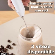 Spumator De Lapte EDAR, Accesorii Spumare Lapte Si Pentru Baterea Oualor Incluse, Cablu USB, Pentru Cafea/Cappuccino/Latte, Alb Spumator De Lapte EDAR, Accesorii Spumare Lapte Si Pentru Baterea Oualor Incluse, Cablu USB, Pentru Cafea/Cappuccino/Latte, Alb