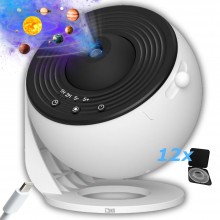 Proiector De Stele/Galaxii 3D HD Profesional SIKS Pentru Camera Copilului, 12 Discuri de Proiectie - Sistemul Solar, Planeta ...