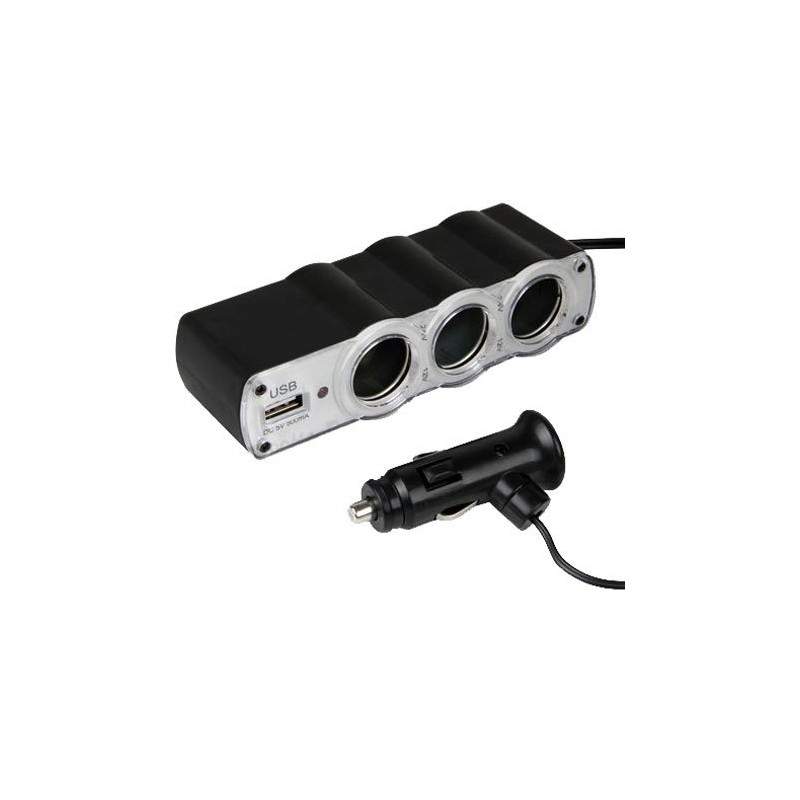 Adaptor SIKS® pentru masina cu 1 x port USB si 3 x intrari, 12/24V Adaptor SIKS® pentru masina cu 1 x port USB si 3 x intrari, 12/24V