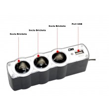 Adaptor SIKS® pentru masina cu 1 x port USB si 3 x intrari, 12/24V Adaptor SIKS® pentru masina cu 1 x port USB si 3 x intrari, 12/24V