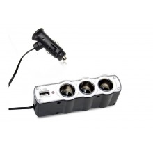 Adaptor SIKS® pentru masina cu 1 x port USB si 3 x intrari, 12/24V Adaptor SIKS® pentru masina cu 1 x port USB si 3 x intrari, 12/24V