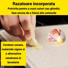 Tocator Dublu De Bucatarie SIKS Tip Placa Profesional, Fata Din Inox Si Fata Din Fibra, 360 Antibacterial, Colt Functie Mini ...