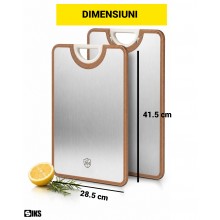 Tocator Dublu De Bucatarie SIKS Tip Placa Profesional, Fata Din Inox Si Fata Din Fibra, 360 Antibacterial, Colt Functie Mini ...