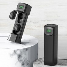 Casti wireless profesionale SIKS®, compatibile Android & iOS, cu carcasa de incarcare, negre, afisaj digital, bluetooth