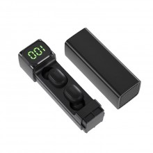 Casti wireless profesionale SIKS®, compatibile Android & iOS, cu carcasa de incarcare, negre, afisaj digital, bluetooth