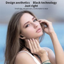 Casti wireless profesionale SIKS®, compatibile Android & iOS, cu carcasa de incarcare, negre, afisaj digital, bluetooth