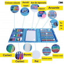 Set Pictura, Desen, Arte Plastice SIKS Pentru Copii, 208 Piese, Creioane, Carioci, Acuarele, Trusa Compartimentata, Prindere ...