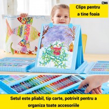 Set Pictura, Desen, Arte Plastice SIKS Pentru Copii, 208 Piese, Creioane, Carioci, Acuarele, Trusa Compartimentata, Prindere ...