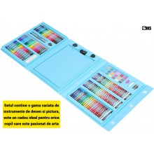 Set Pictura, Desen, Arte Plastice SIKS Pentru Copii, 208 Piese, Creioane, Carioci, Acuarele, Trusa Compartimentata, Prindere ...