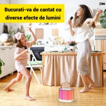 Set Boxa Bluetooth Karaoke SIKS Portabila, Cu 2 Microfoane Wireless Incluse, Pentru Copii Si Adulti, Kit 2 in 1 Pentru Petrec...