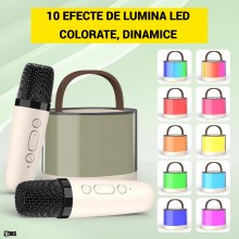 Set Boxa Bluetooth Karaoke SIKS Portabila, Cu 2 Microfoane Wireless Incluse, Pentru Copii Si Adulti, Kit 2 in 1 Pentru Petrec...