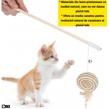 Set De 4 Jucarii SIKS Pentru Pisici Interactive Cu Pene, Pentru Stimulare Gandire Si Vanat, Pentru Interior, Soricel Cu Pene,...