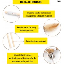 Set De 4 Jucarii SIKS Pentru Pisici Interactive Cu Pene, Pentru Stimulare Gandire Si Vanat, Pentru Interior, Soricel Cu Pene,...