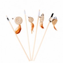 Set De 4 Jucarii SIKS Pentru Pisici Interactive Cu Pene, Pentru Stimulare Gandire Si Vanat, Pentru Interior, Soricel Cu Pene,...