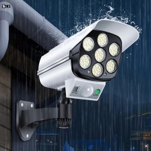 Lampa Solara SIKS Tip Camera De Supraveghere, 77 Led, Pentru Exterior, Casa, Gradina, Alee, Gard, Senzor De Miscare Si Teleco...
