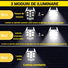 Lampa Solara SIKS Tip Camera De Supraveghere, 77 Led, Pentru Exterior, Casa, Gradina, Alee, Gard, Senzor De Miscare Si Teleco...