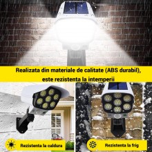 Lampa Solara SIKS Tip Camera De Supraveghere, 77 Led, Pentru Exterior, Casa, Gradina, Alee, Gard, Senzor De Miscare Si Teleco...