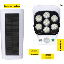 Lampa Solara SIKS Tip Camera De Supraveghere, 77 Led, Pentru Exterior, Casa, Gradina, Alee, Gard, Senzor De Miscare Si Teleco...