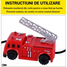 Masinuta Magica Inductiva SIKS, Model Masina Pompieri, Jucarie Interactiva Cu Senzor Optic Care Urmeaza Linia Neagra Trasata ...