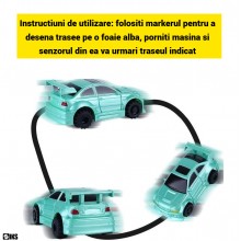Masinuta Magica Inductiva SIKS, Model Supra, Jucarie Interactiva Cu Senzor Optic Care Urmeaza Linia Neagra Trasata Cu Markeru...