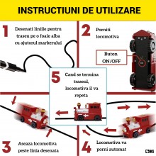 Masinuta Magica Inductiva SIKS, Model Trenulet Locomotiva Jucarie Interactiva Cu Senzor Optic Care Urmeaza Linia Neagra Trasa...