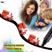 Masinuta Magica Inductiva SIKS, Model Trenulet Locomotiva Jucarie Interactiva Cu Senzor Optic Care Urmeaza Linia Neagra Trasa...