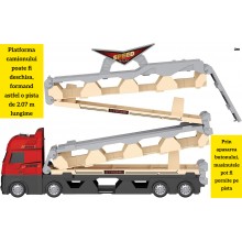 Jucarie Pentru Copii SIK Set Camion Gigant 3 in 1 Cu Pista De Curse Extensibila 2.07 Metri, Trailer Pentru Transport Masinute...